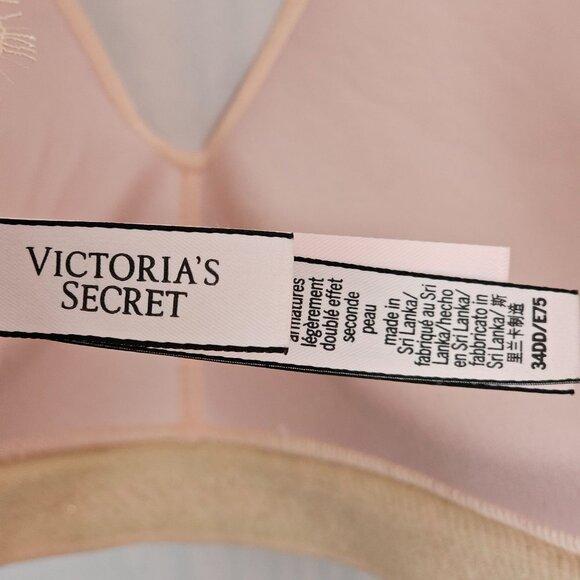 Victoria's Secret Bra 34DD T-Shirt Light Peach Lace Back Wireless Lightly Lined - Picture 10 of 16